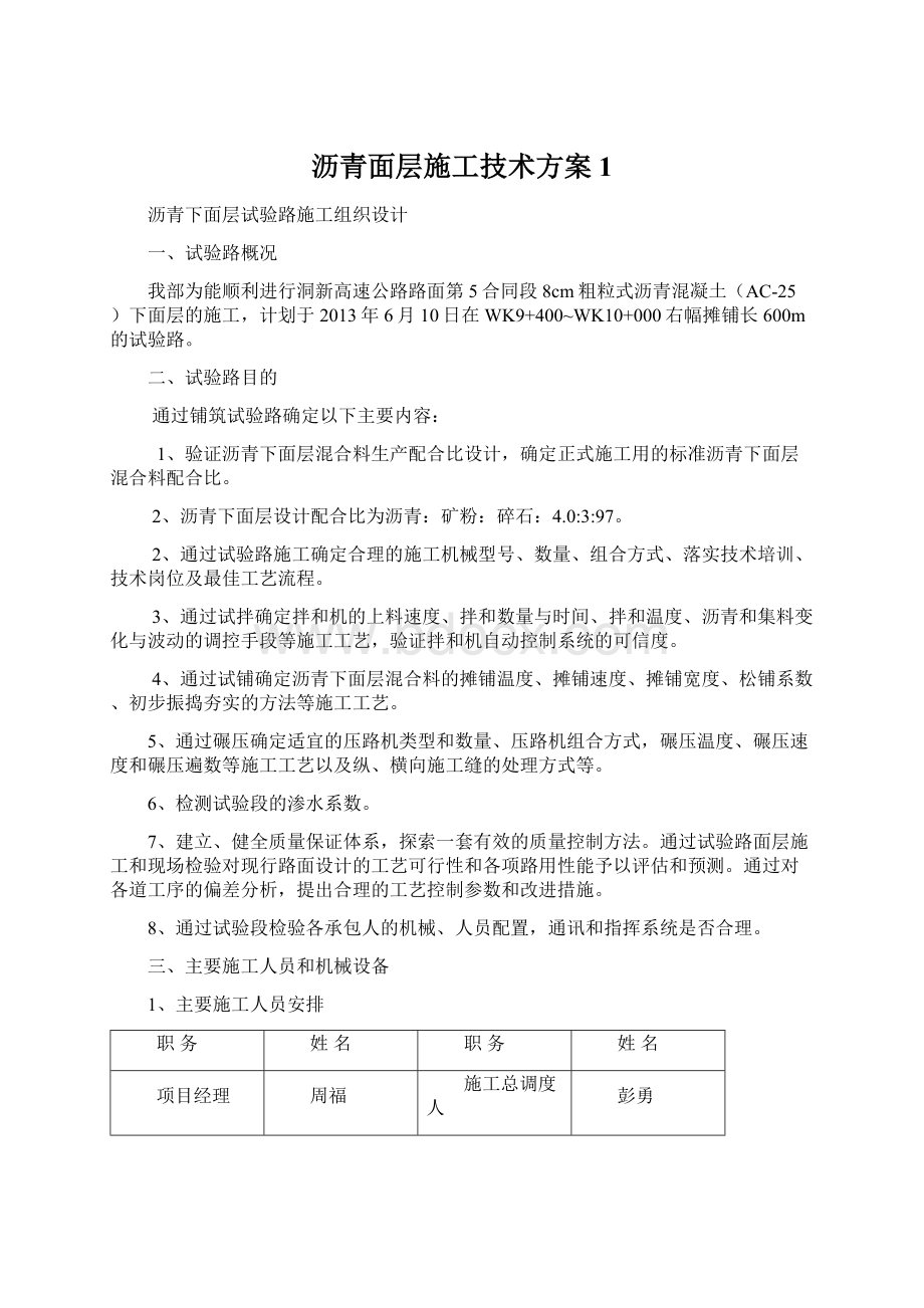 沥青面层施工技术方案1Word格式.docx