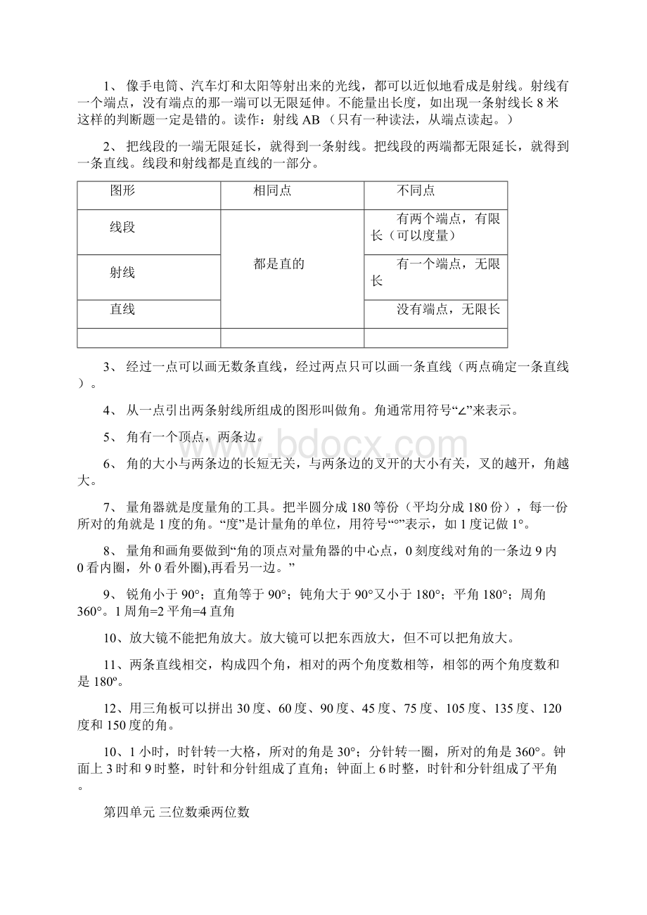 人教版小学四年级数学全册知识点归纳.docx_第3页