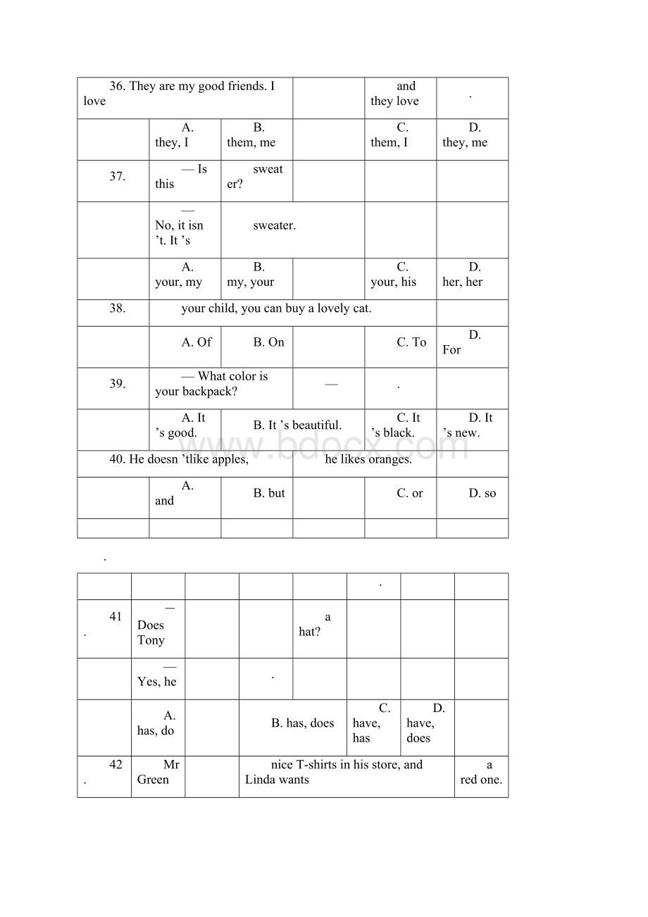 鲁教版六年级英语上册期末试题与答案文档格式.docx_第2页