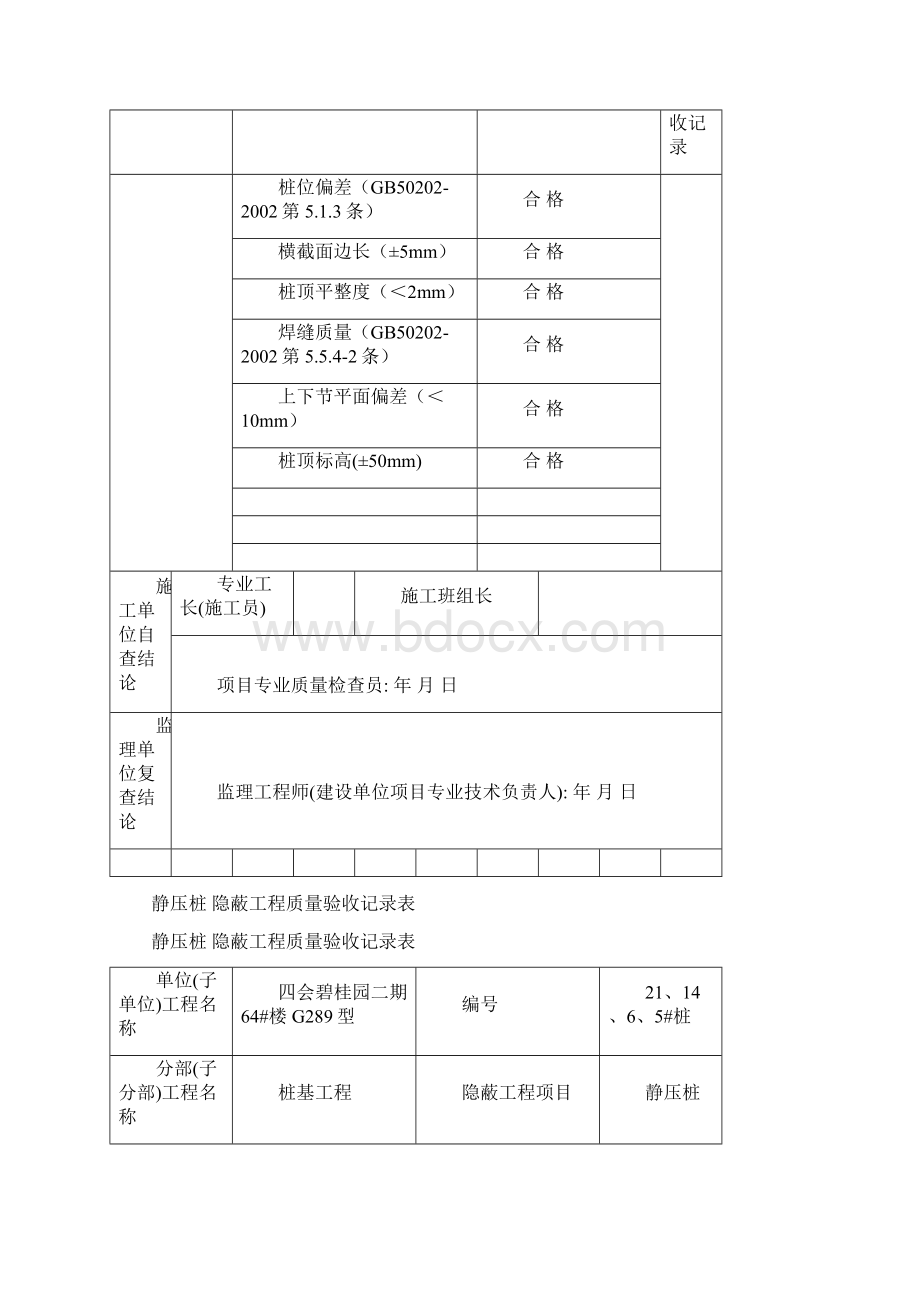 预制桩隐蔽工程验收记录Word文档下载推荐.docx_第3页