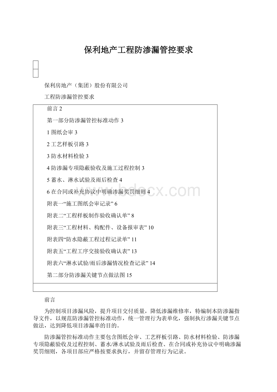 保利地产工程防渗漏管控要求Word下载.docx