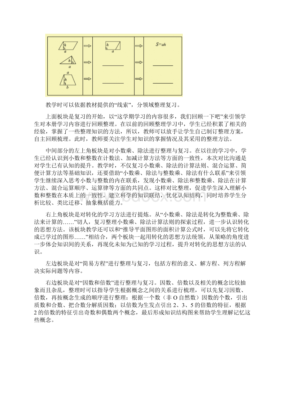 青岛版数学五年级上册第九单元《回顾整理总复习》教学建议Word文档下载推荐.docx_第2页