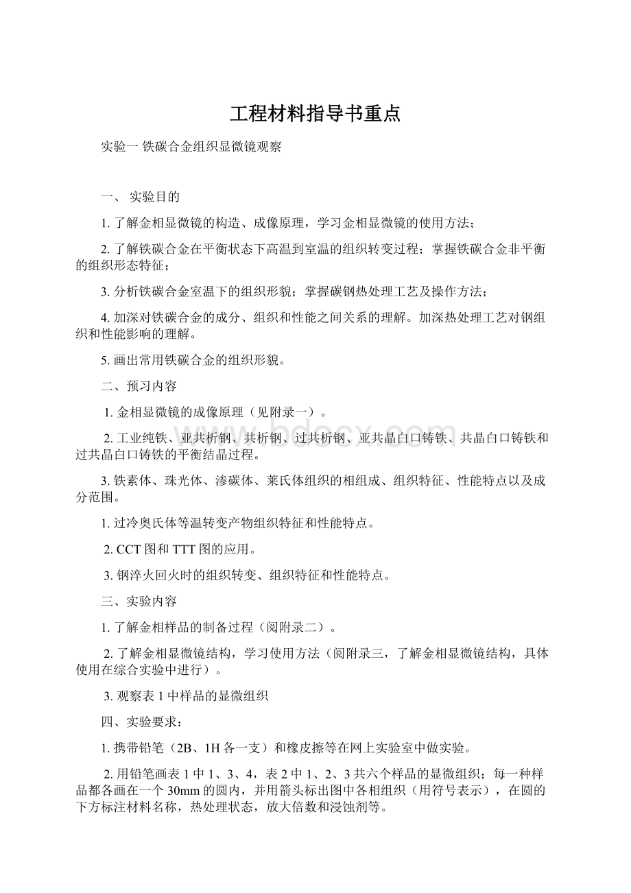 工程材料指导书重点Word格式.docx