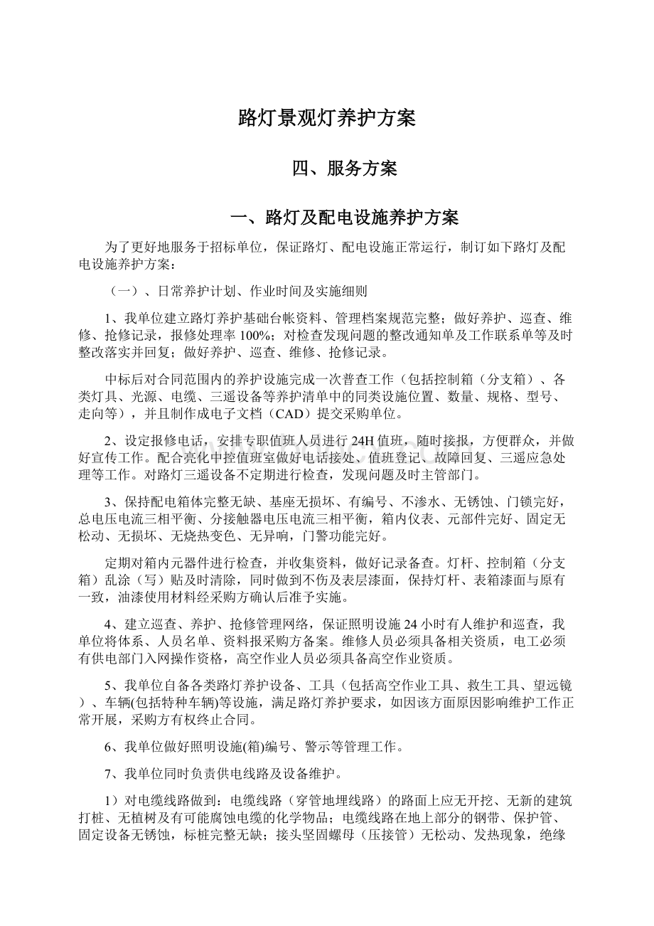 路灯景观灯养护方案文档格式.docx_第1页