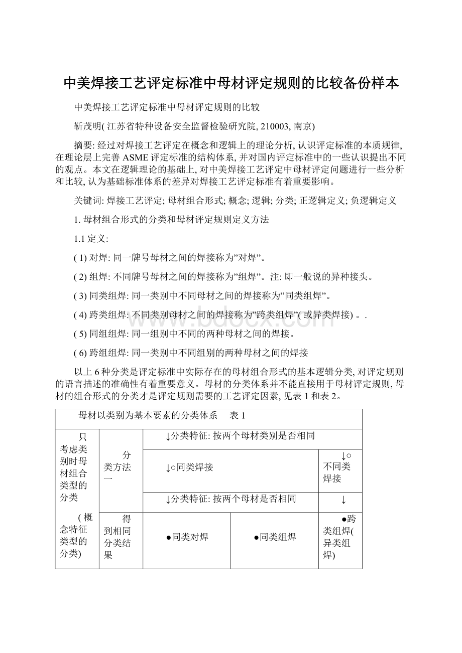 中美焊接工艺评定标准中母材评定规则的比较备份样本Word下载.docx