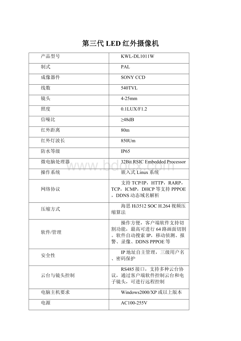 第三代LED红外摄像机Word文档下载推荐.docx_第1页