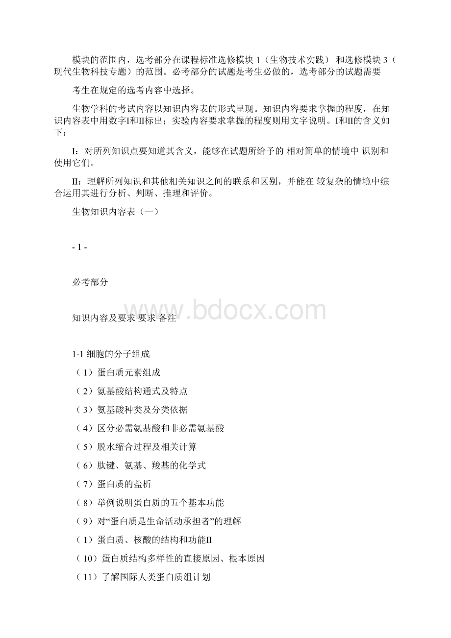 全国新课标卷生物考试大纲考点汇总Word文件下载.docx_第2页