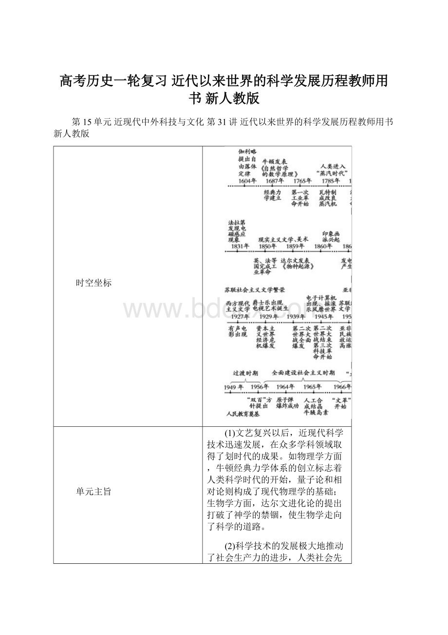 高考历史一轮复习 近代以来世界的科学发展历程教师用书 新人教版.docx_第1页