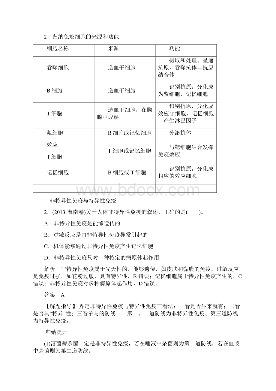 山东省高考生物 第一单元第4讲 免疫调节教学案 新人教版必修3.docx_第3页