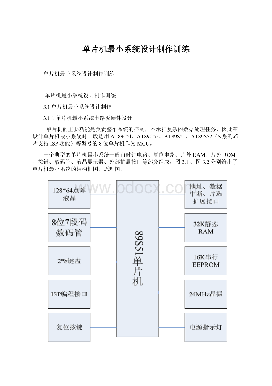 单片机最小系统设计制作训练Word文档下载推荐.docx_第1页