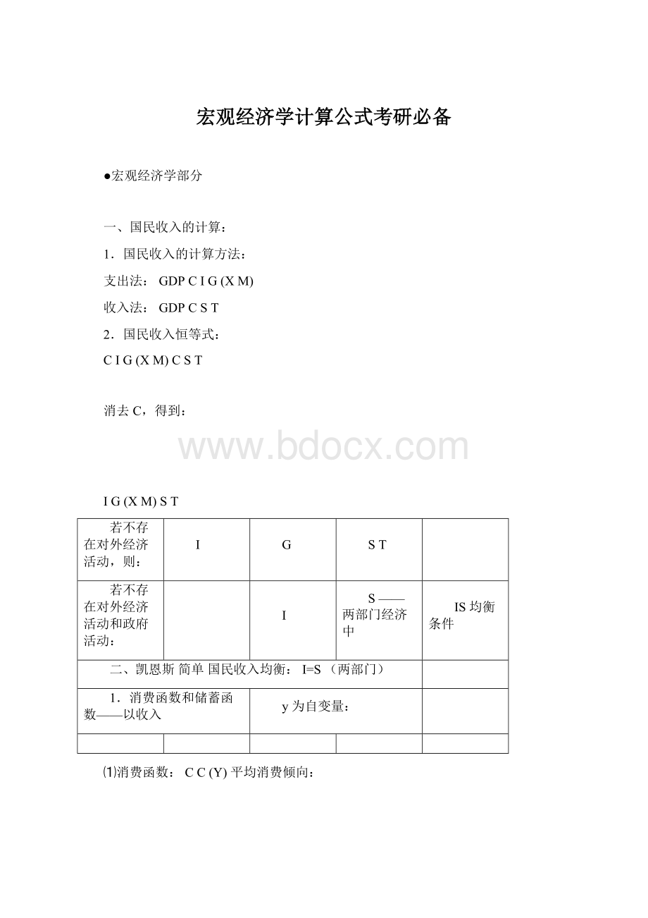 宏观经济学计算公式考研必备.docx_第1页