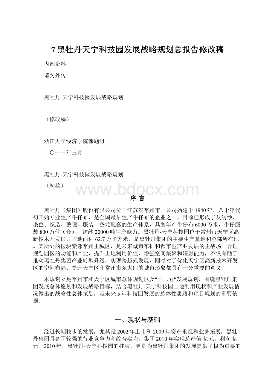 7黑牡丹天宁科技园发展战略规划总报告修改稿Word文档格式.docx