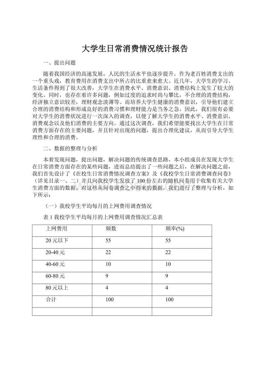 大学生日常消费情况统计报告Word下载.docx_第1页