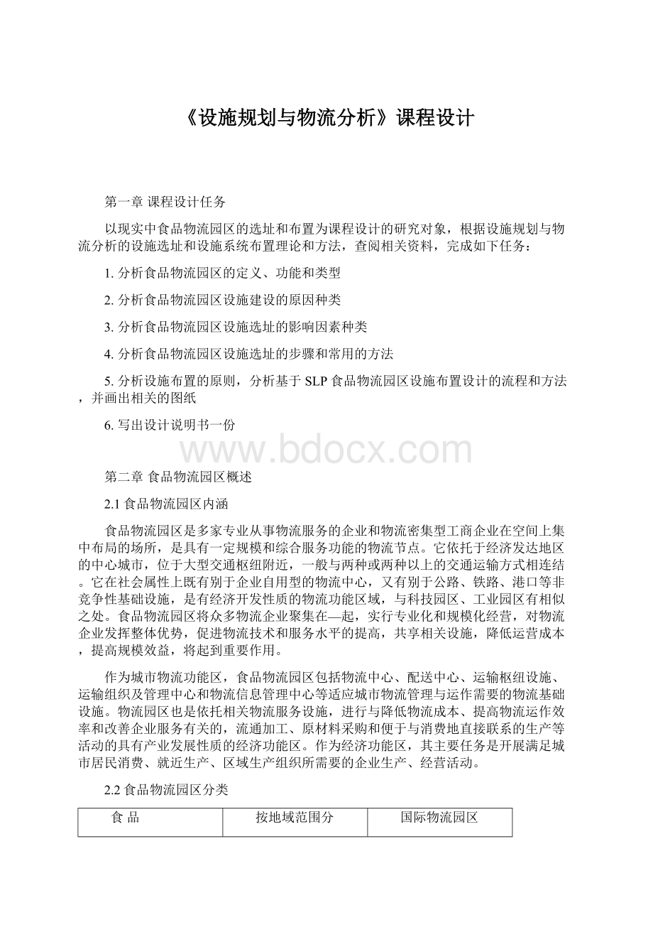 《设施规划与物流分析》课程设计Word格式.docx