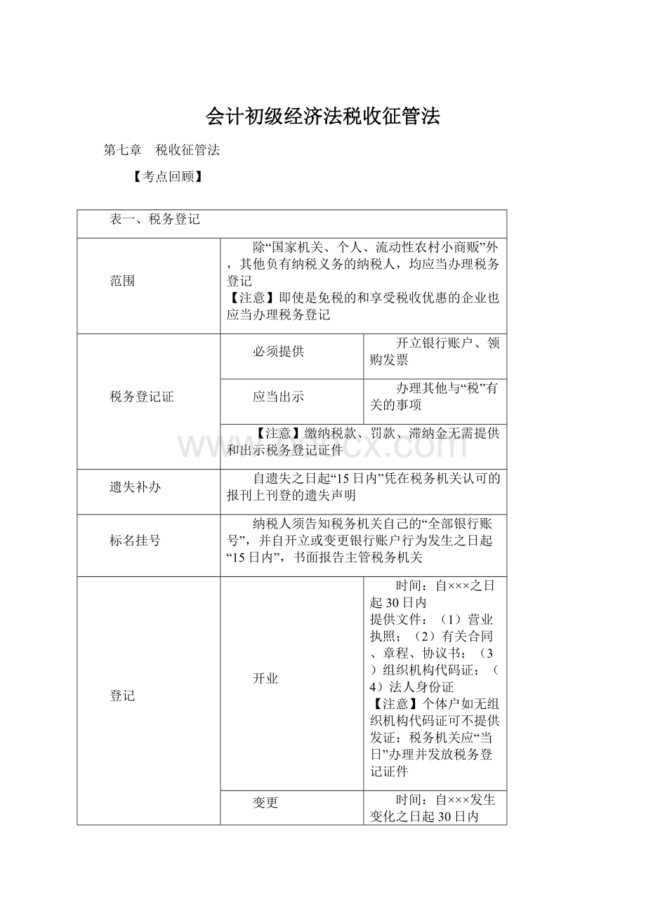 会计初级经济法税收征管法.docx_第1页