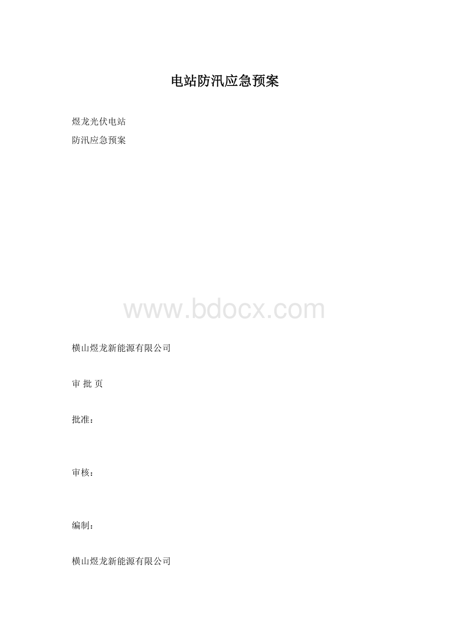 电站防汛应急预案Word格式文档下载.docx