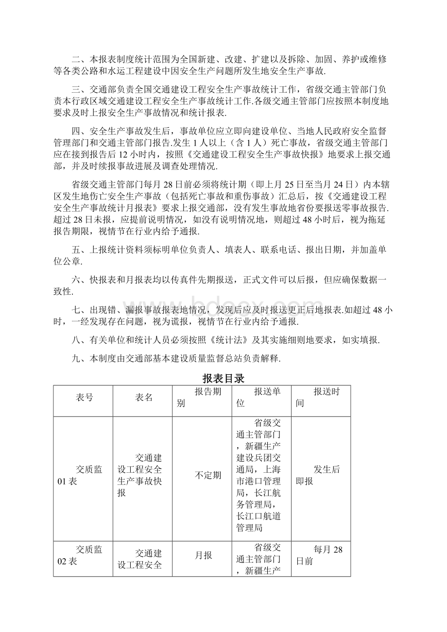 交通部交通行业建设工程安全生产事故统计报表制度整理.docx_第2页