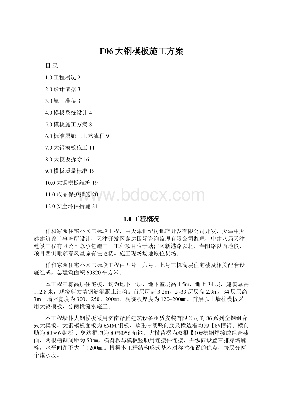 F06大钢模板施工方案Word格式文档下载.docx