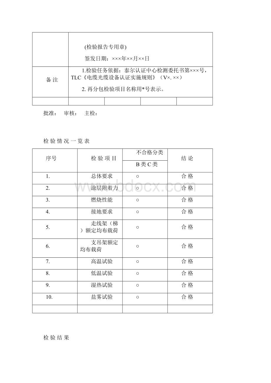 TLCJCTJ006通信机房用走线架走线梯检验报告模板 VA0Word文件下载.docx_第3页