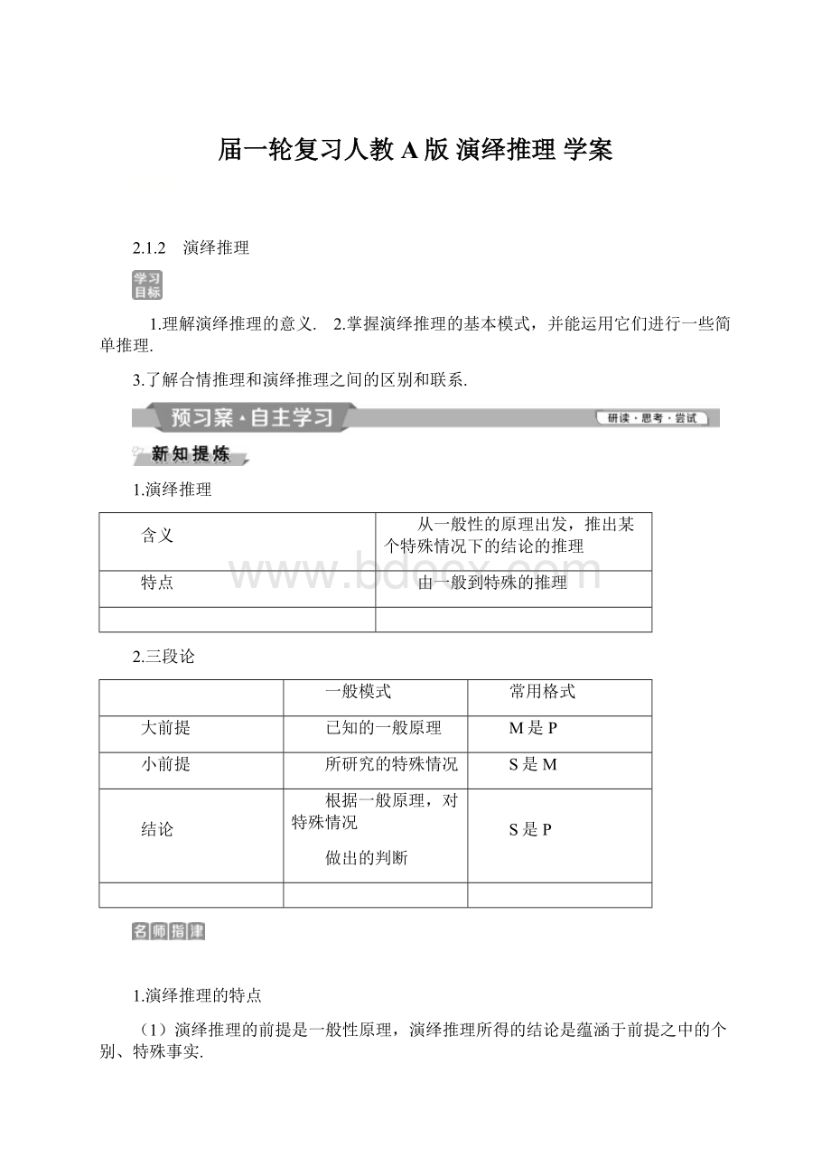 届一轮复习人教A版演绎推理 学案Word文档格式.docx