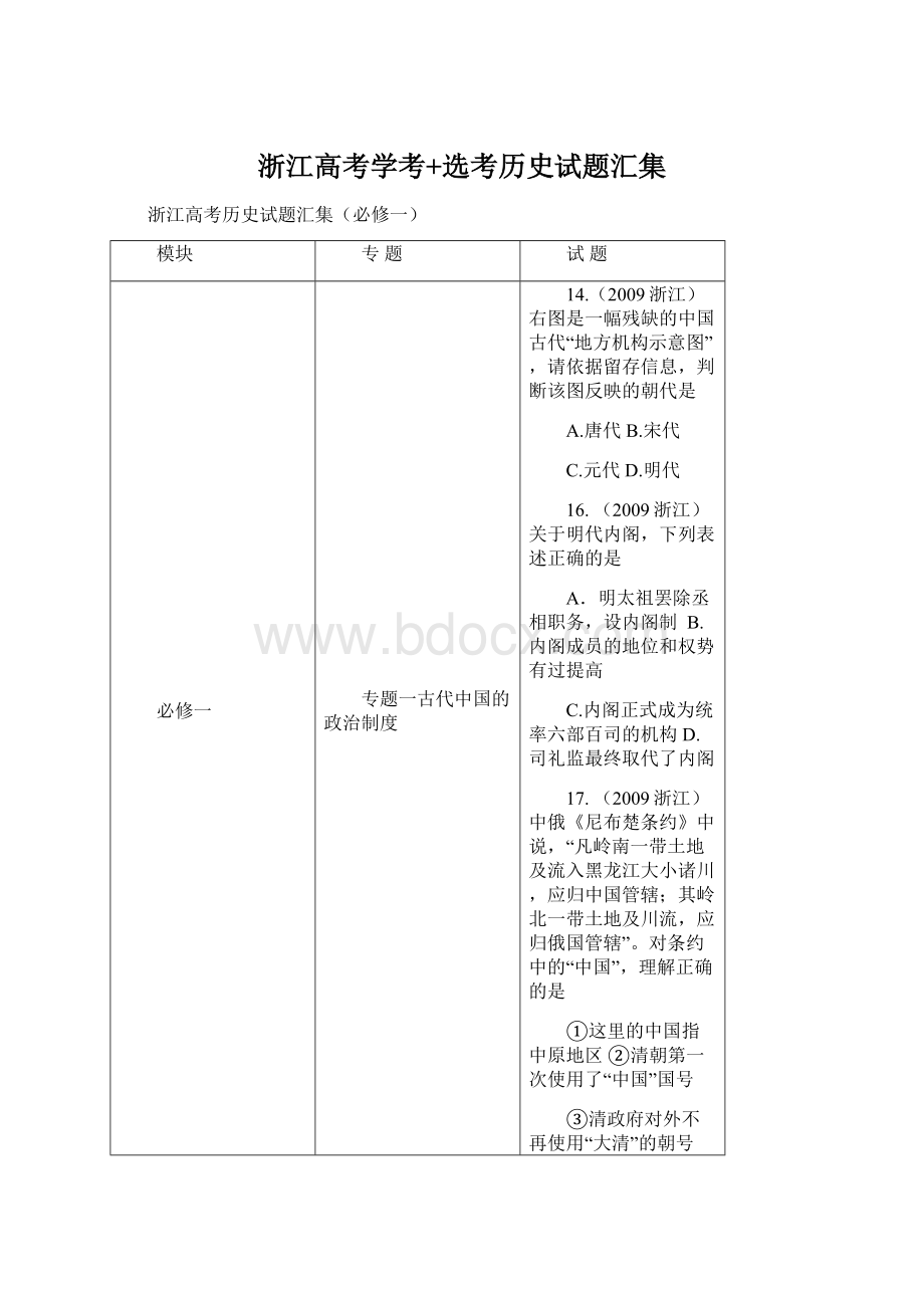 浙江高考学考+选考历史试题汇集.docx