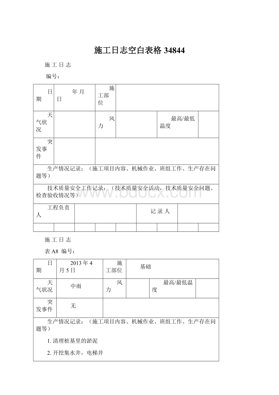 施工日志空白表格34844Word文档格式.docx_第1页