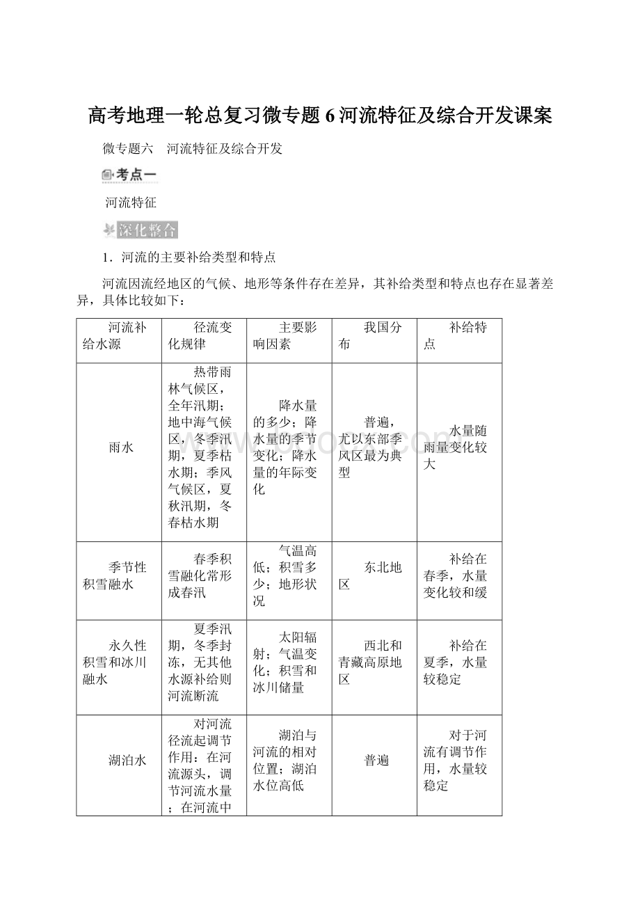 高考地理一轮总复习微专题6河流特征及综合开发课案.docx_第1页