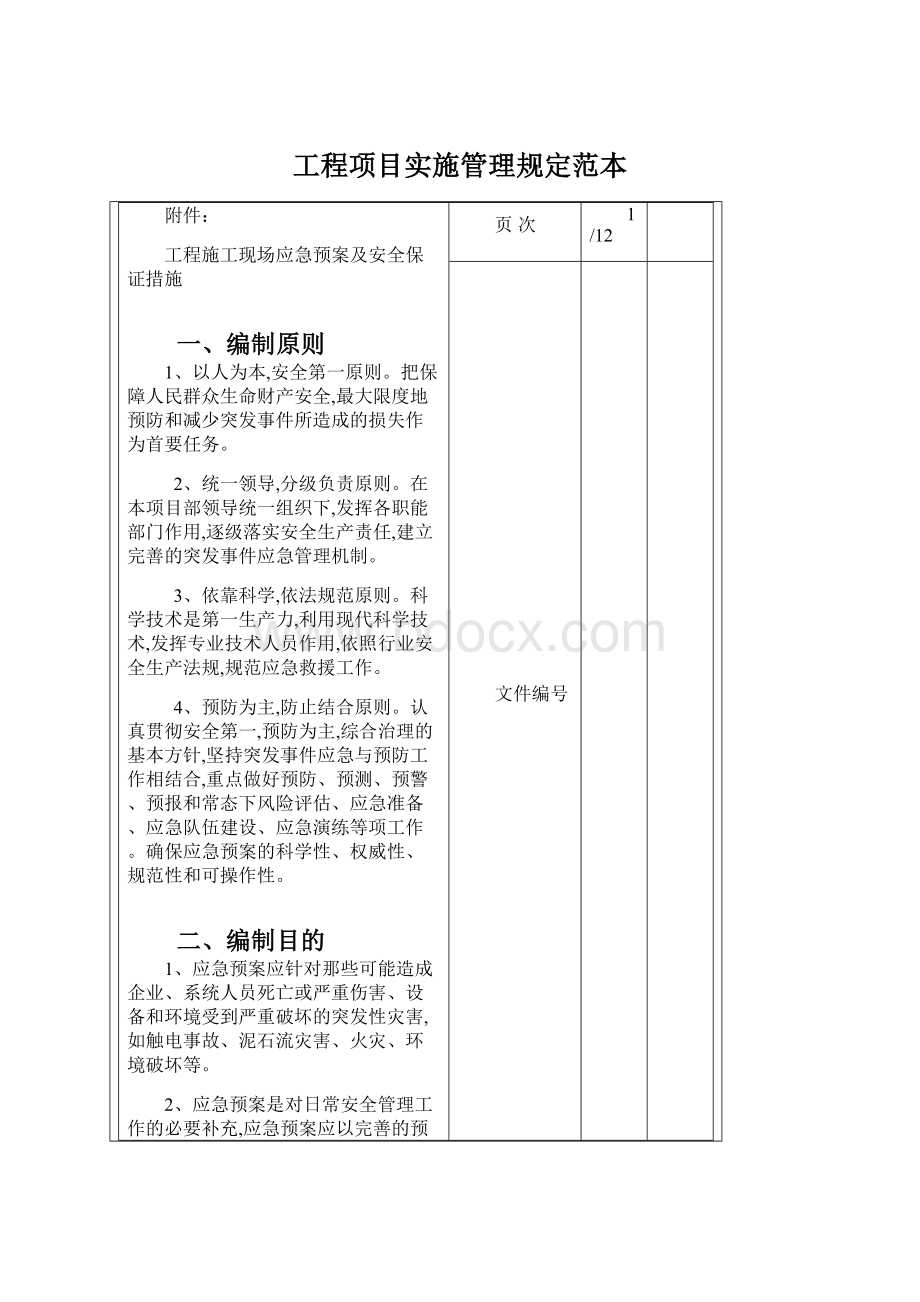 工程项目实施管理规定范本Word文档格式.docx_第1页