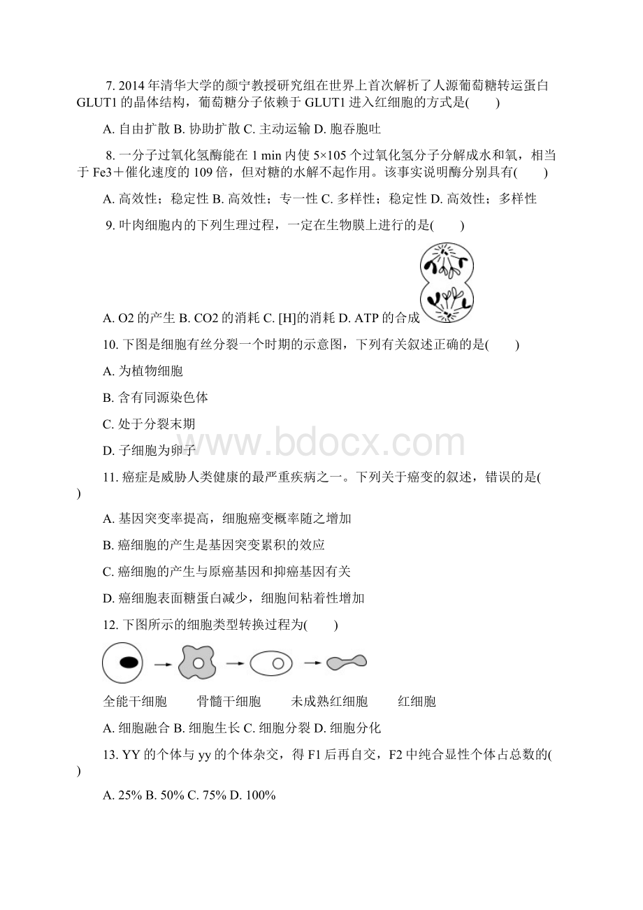 江苏省高二生物学业水平测试模拟卷10套Word版含答案Word文件下载.docx_第2页