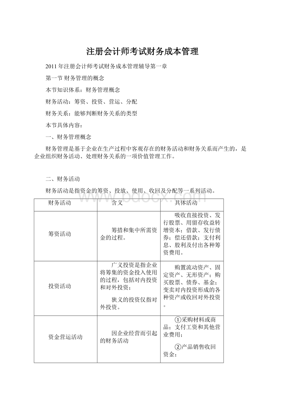 注册会计师考试财务成本管理Word文档下载推荐.docx_第1页