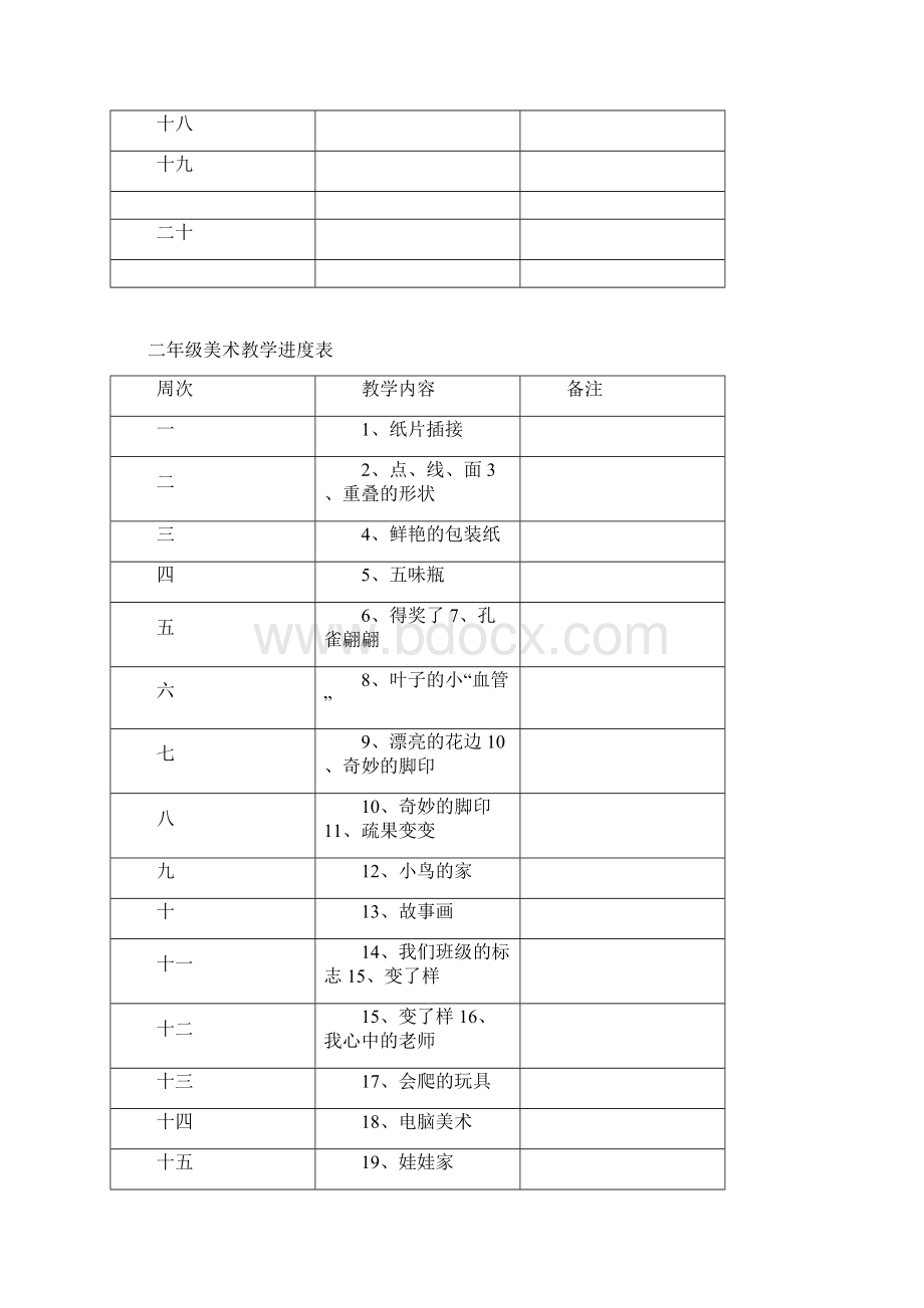 小学美术教学进度表完整优秀版.docx_第2页