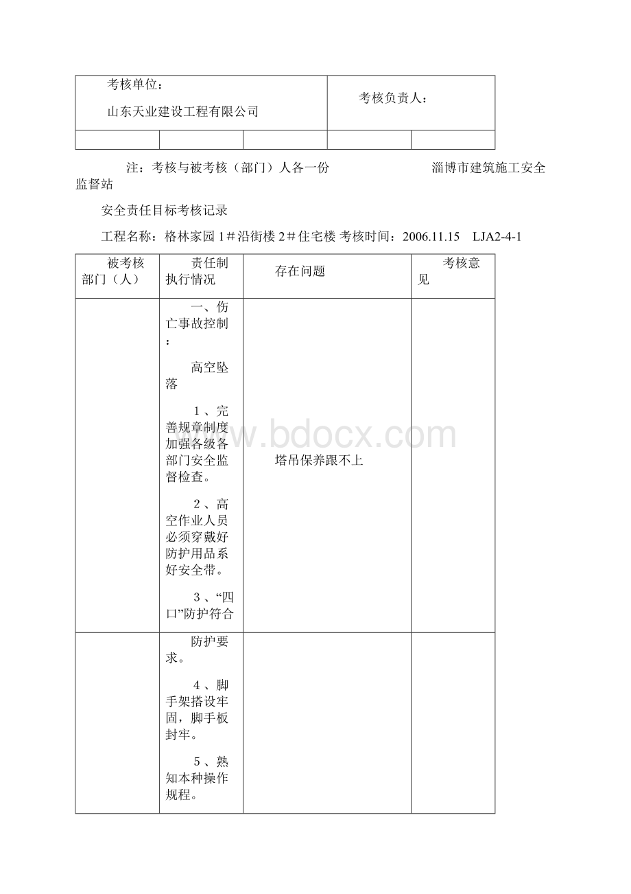 安全生产目标考核记录1Word下载.docx_第2页