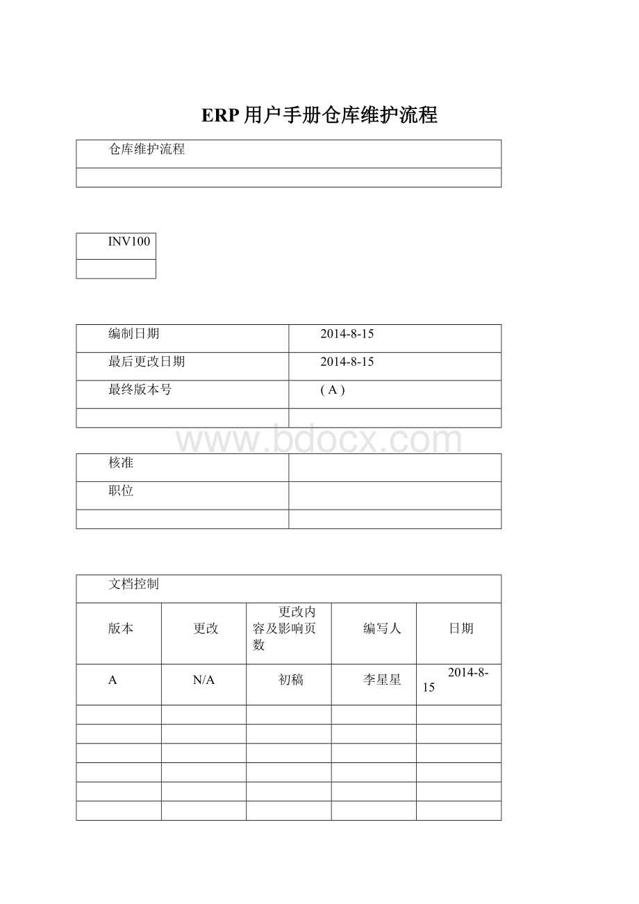 ERP用户手册仓库维护流程.docx