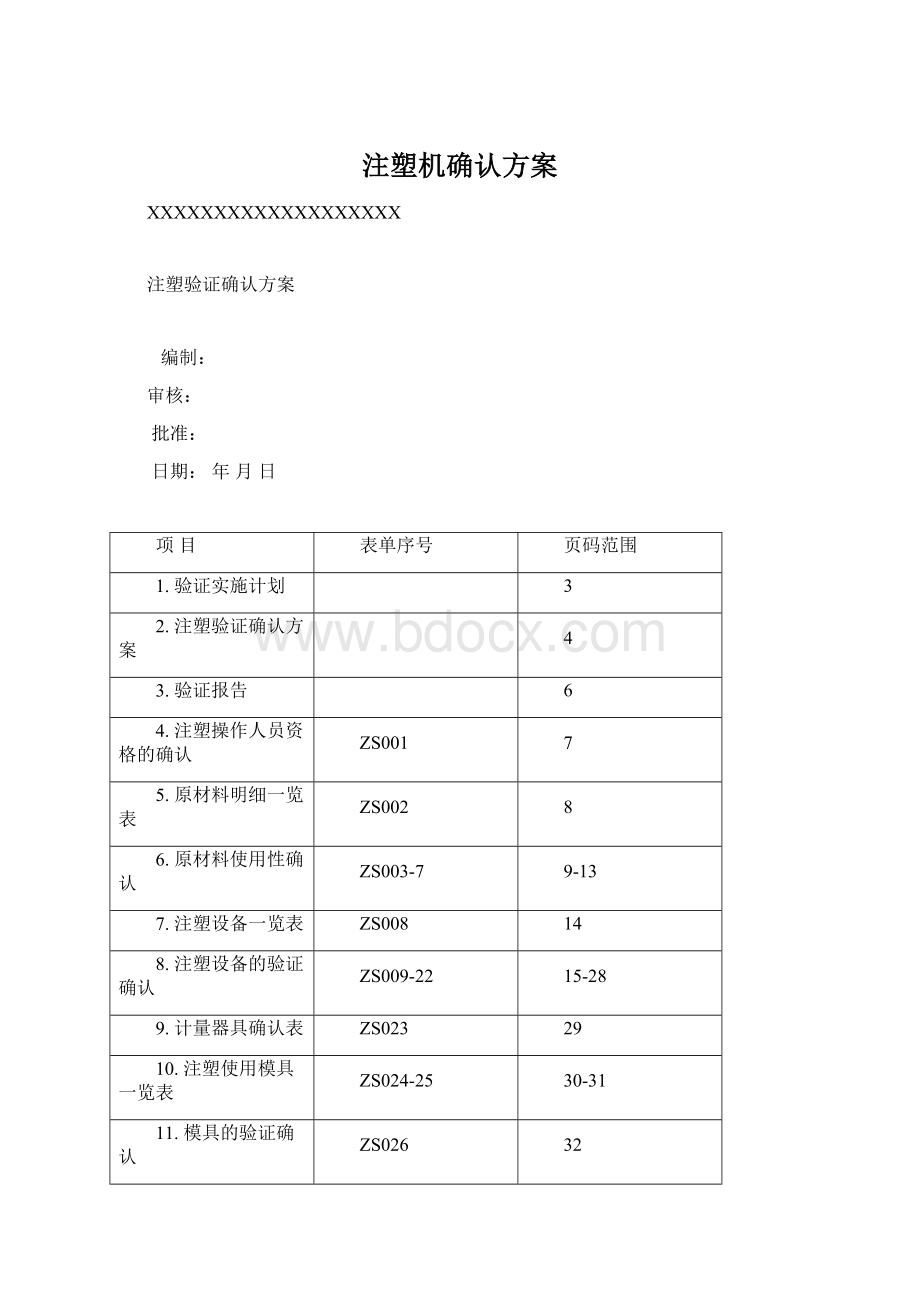 注塑机确认方案Word文档下载推荐.docx