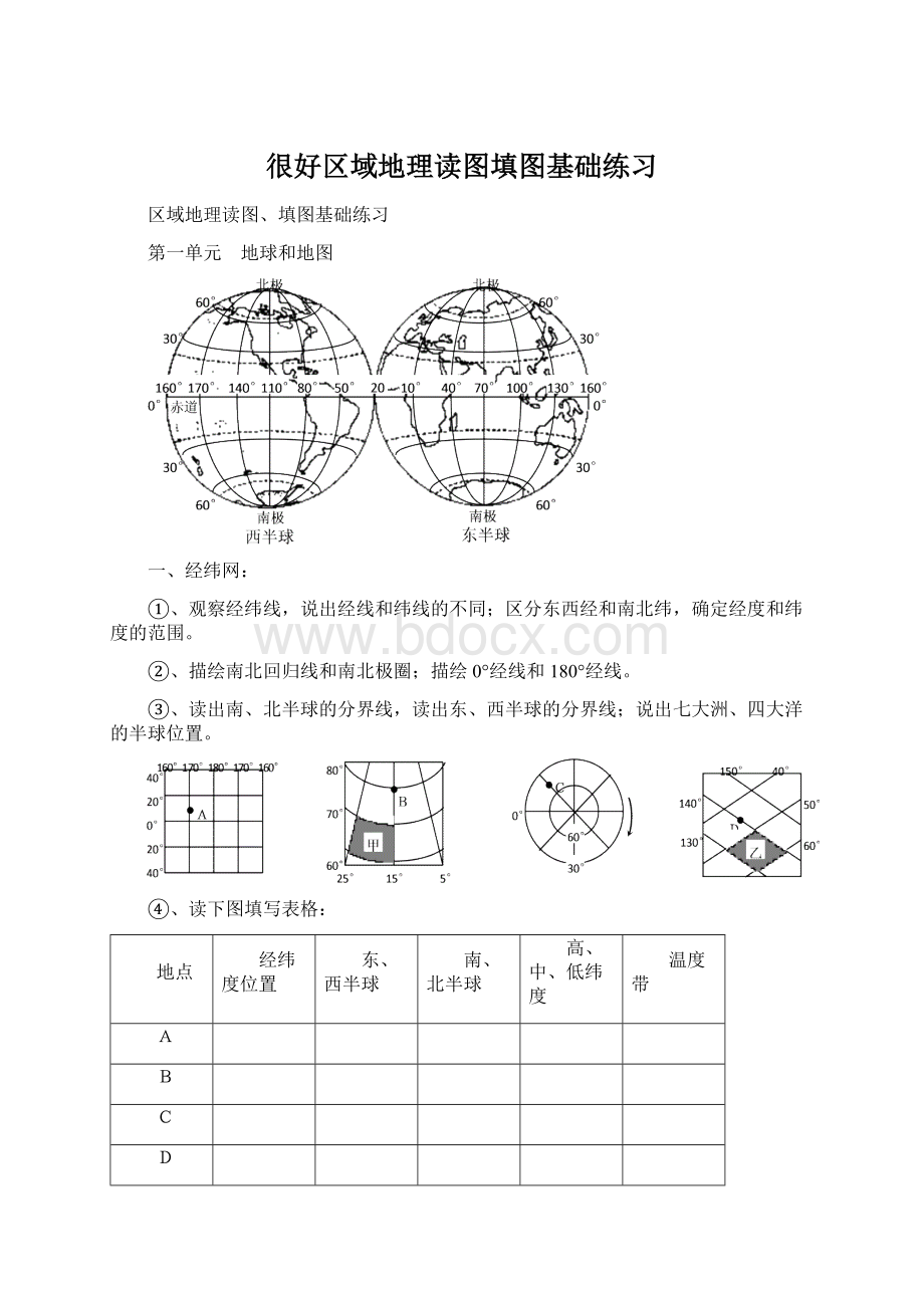 很好区域地理读图填图基础练习.docx