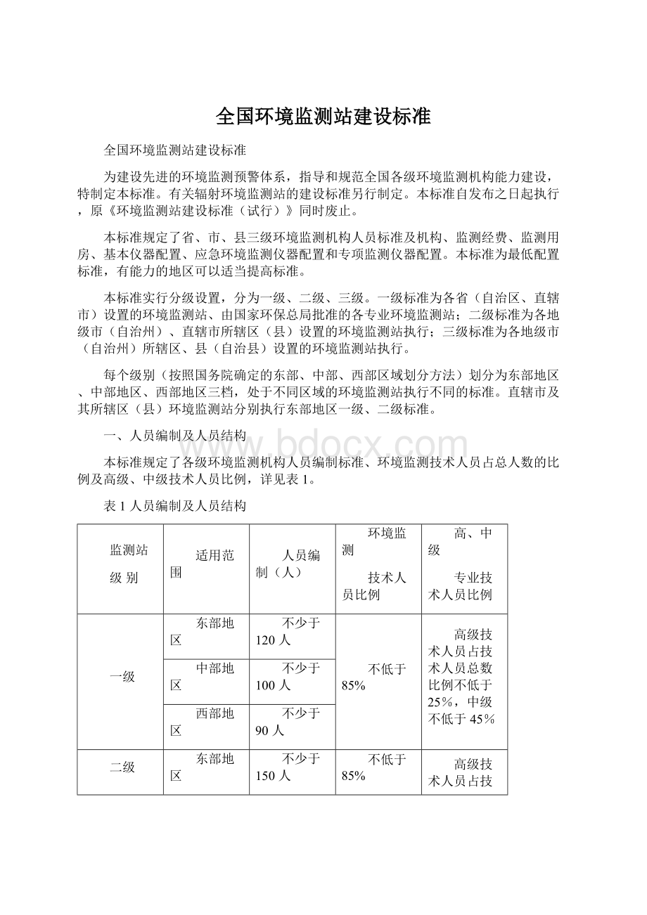 全国环境监测站建设标准Word格式.docx_第1页