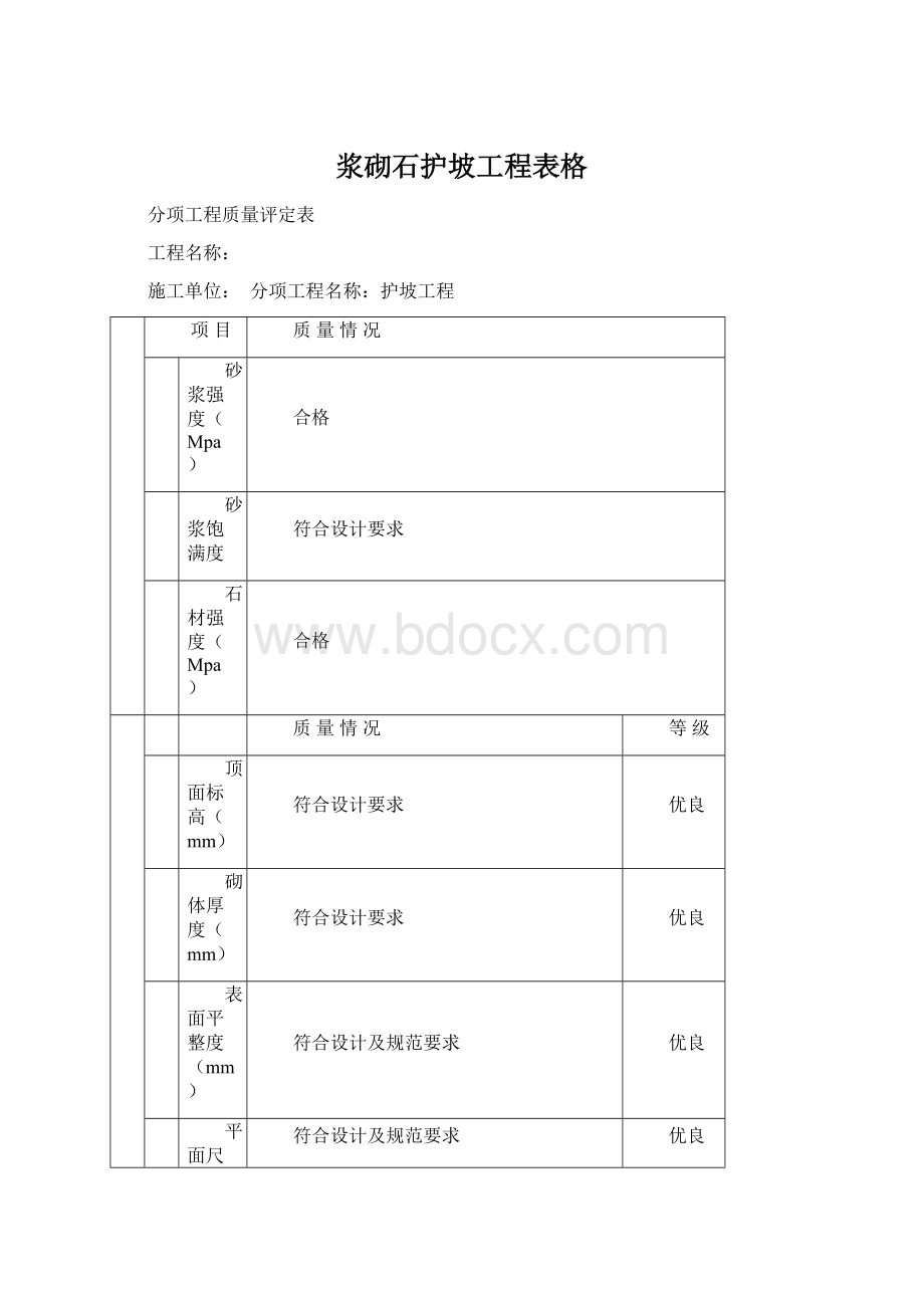 浆砌石护坡工程表格.docx