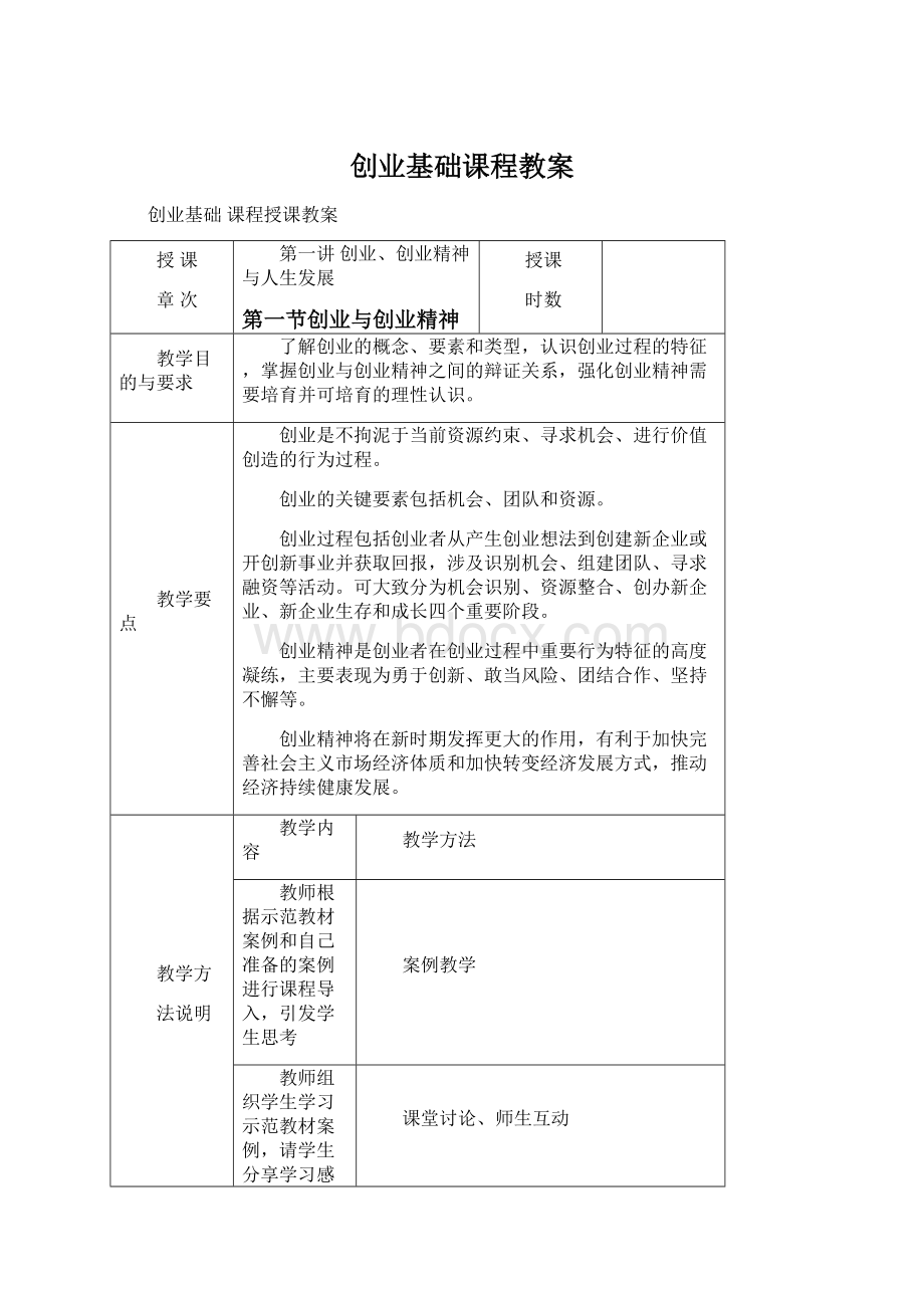 创业基础课程教案.docx_第1页