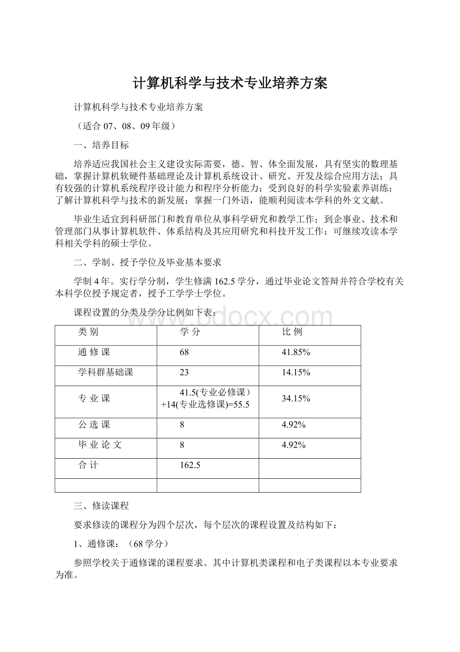 计算机科学与技术专业培养方案.docx_第1页