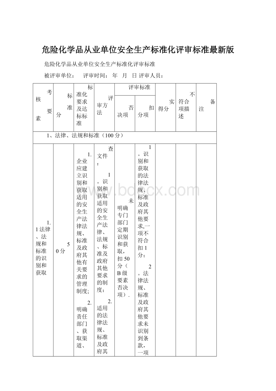 危险化学品从业单位安全生产标准化评审标准最新版.docx_第1页