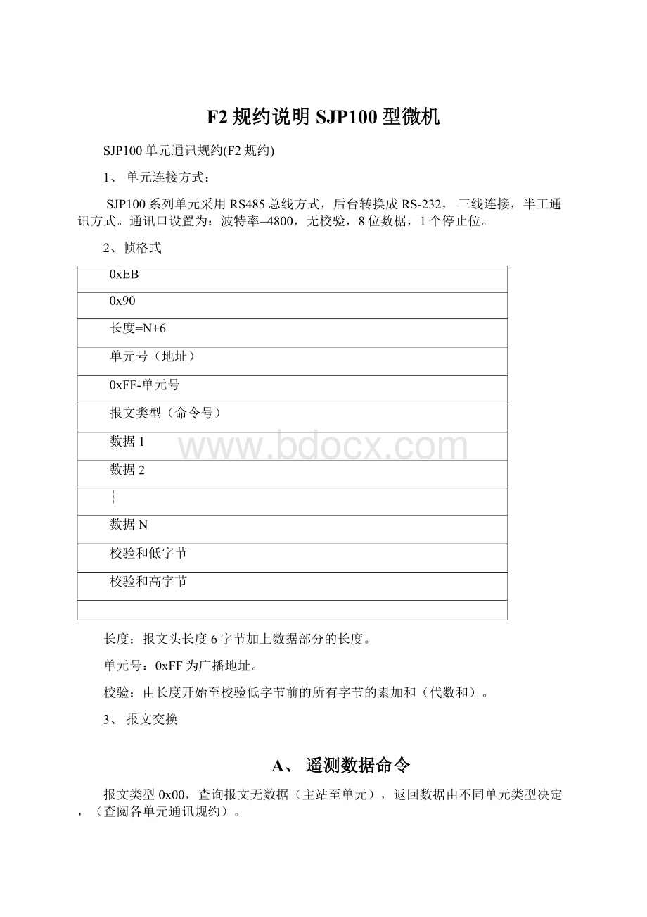 F2规约说明SJP100型微机文档格式.docx