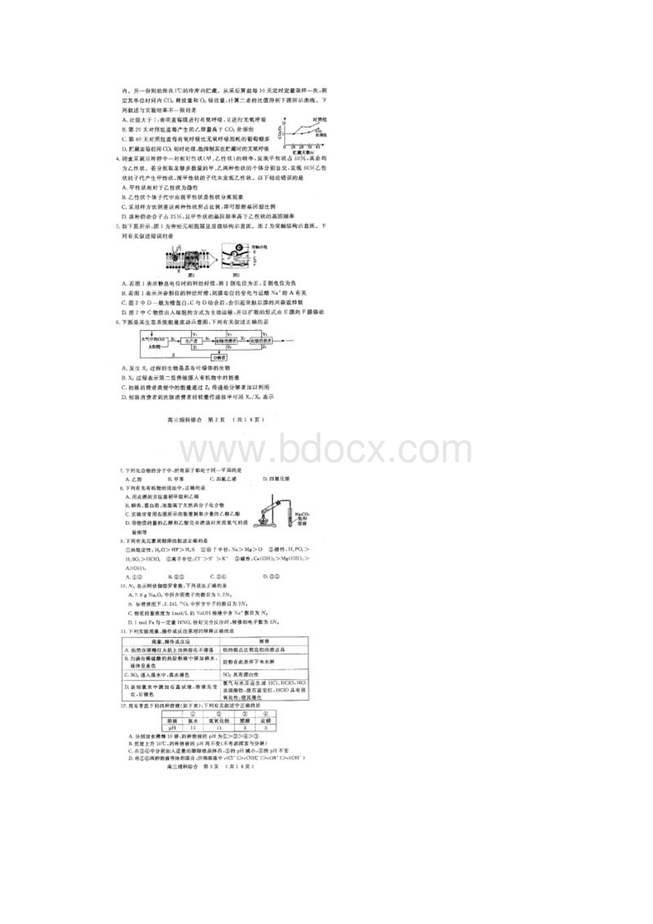 河南省开封市高三第四次模拟考试理科综合试题及答案.docx_第2页