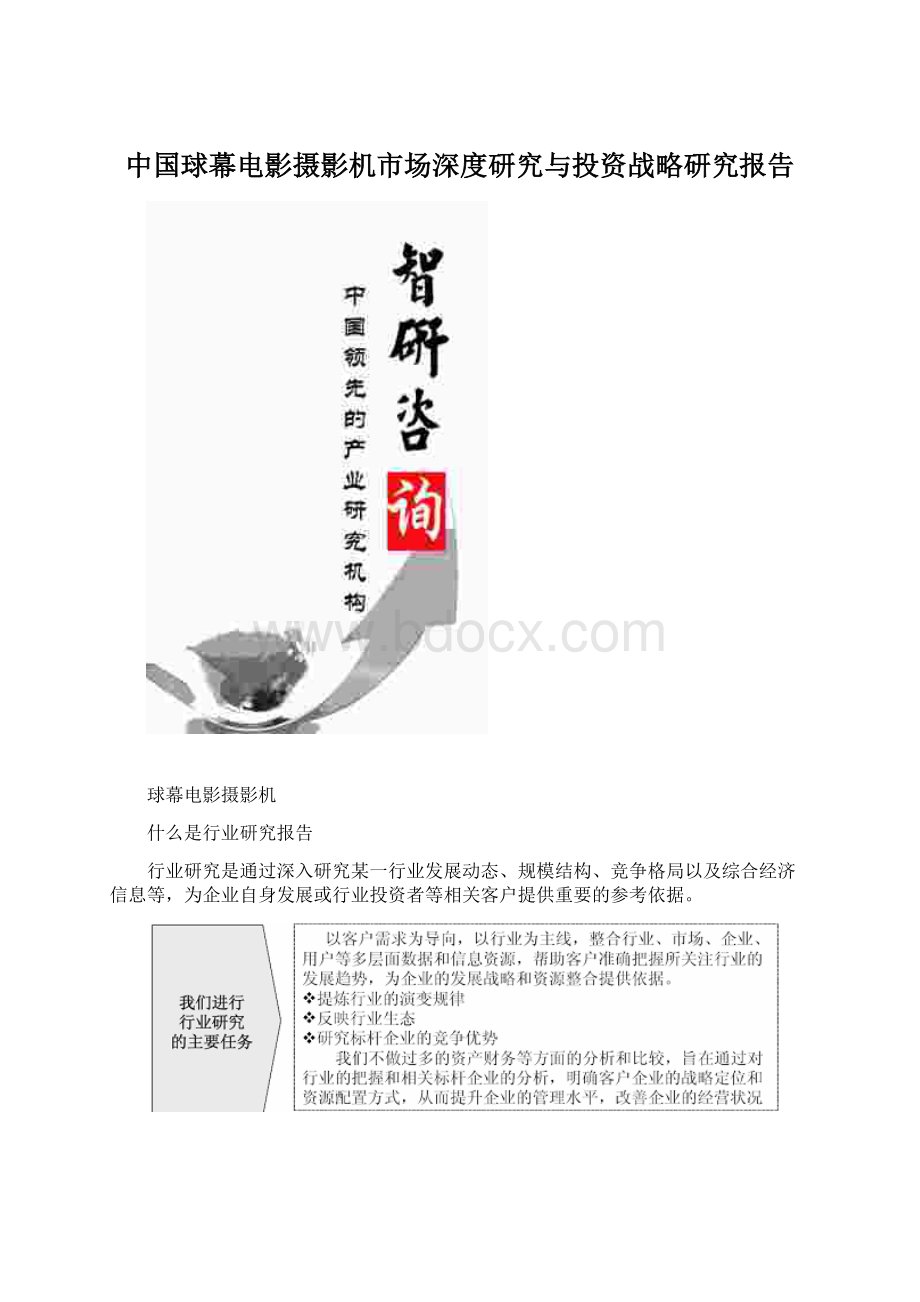 中国球幕电影摄影机市场深度研究与投资战略研究报告.docx_第1页