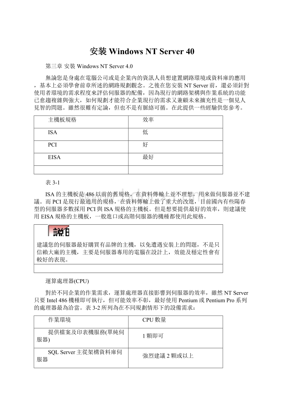 安装Windows NT Server 40Word文档格式.docx_第1页