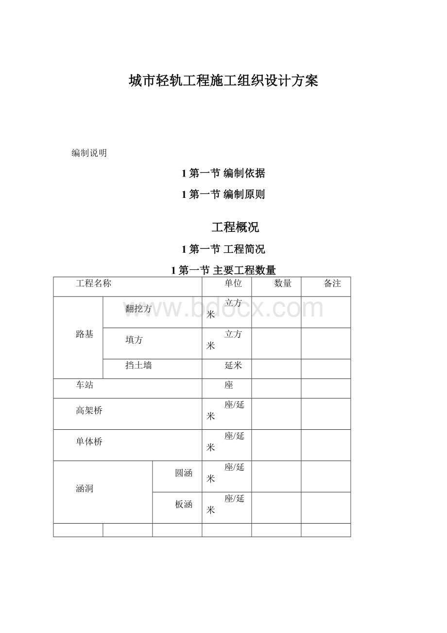 城市轻轨工程施工组织设计方案Word文件下载.docx