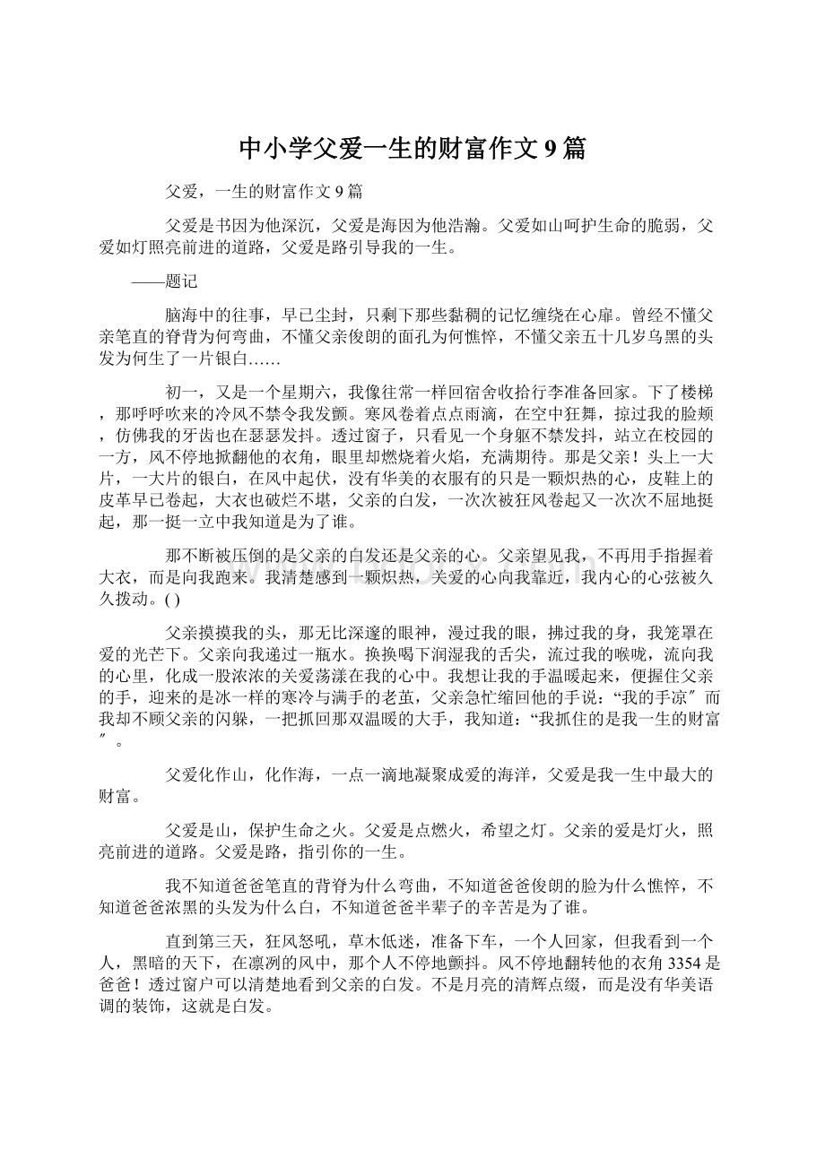 中小学父爱一生的财富作文9篇文档格式.docx