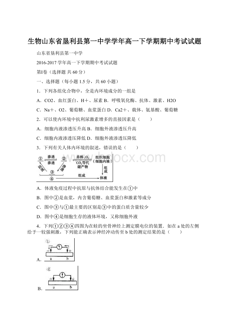 生物山东省垦利县第一中学学年高一下学期期中考试试题.docx_第1页