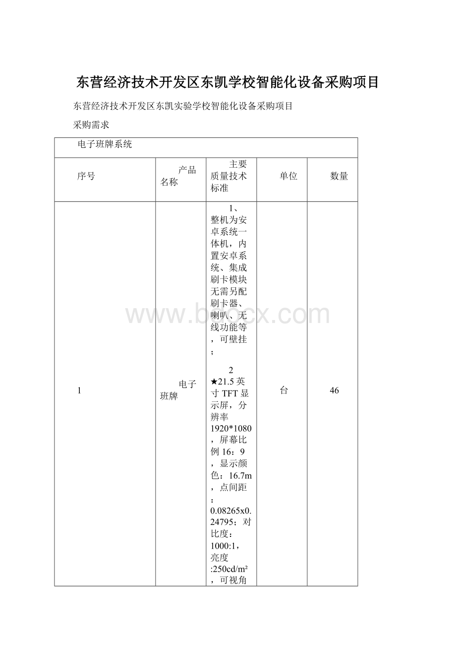 东营经济技术开发区东凯学校智能化设备采购项目Word文档格式.docx