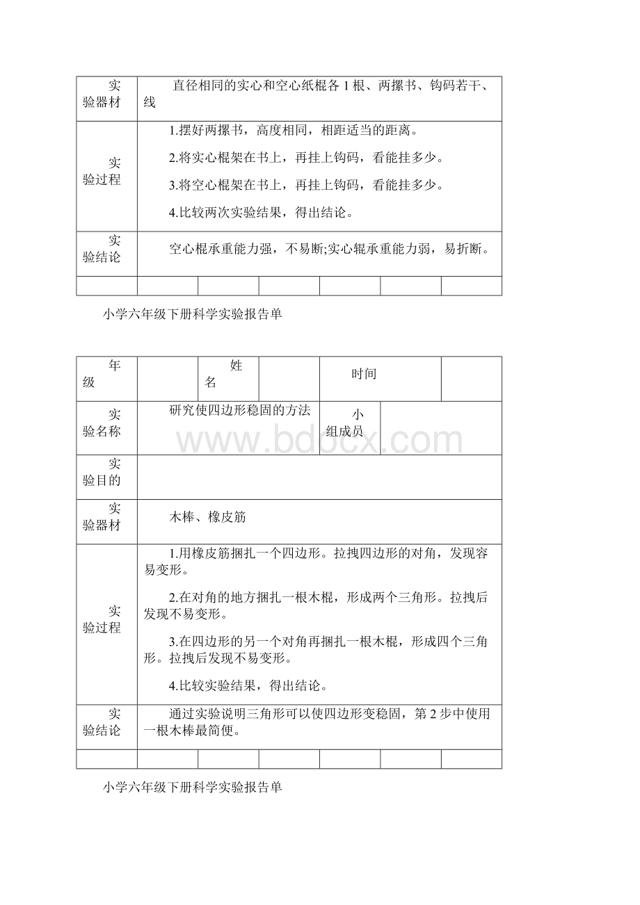 小学科学六年级下册实验报告单Word文档下载推荐.docx_第2页