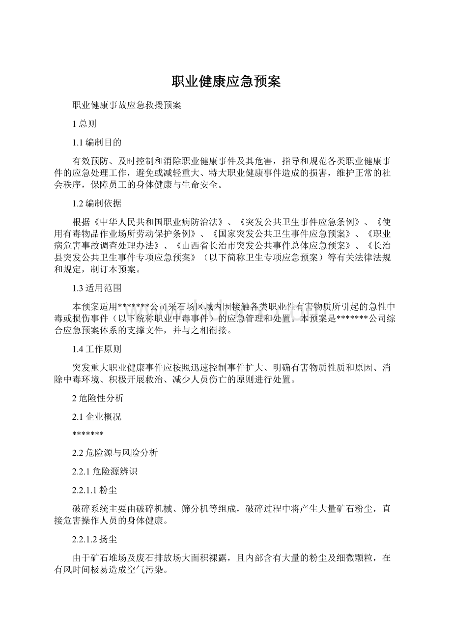 职业健康应急预案Word格式文档下载.docx_第1页